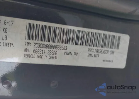 2017 Dodge Charger Se Rwd из США, поврежденный, VIN 2C3CDXBG8HH660383